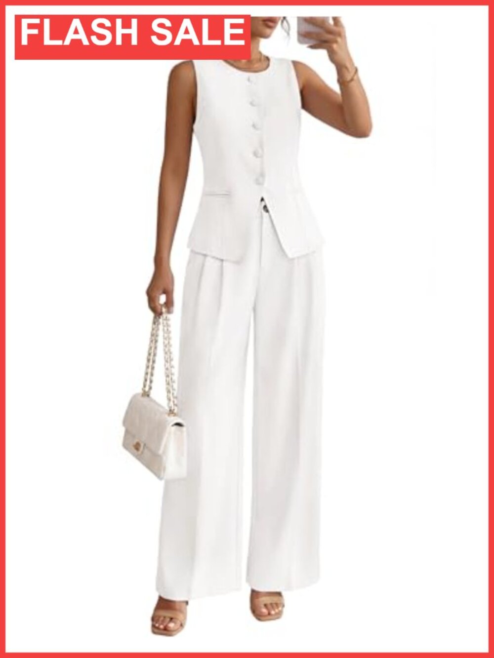 Women's Two Piece Set Sleeveless Vest & High Waist Pants Work Office